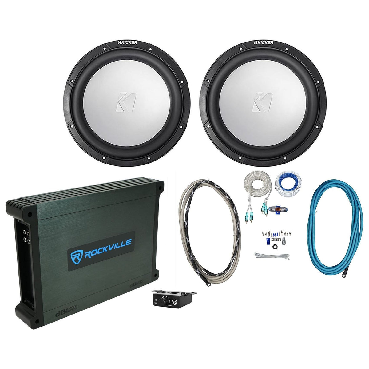 (2) 45KM124 12" 350W Marine Subwoofers + Mono Amplifier + Wire Kit