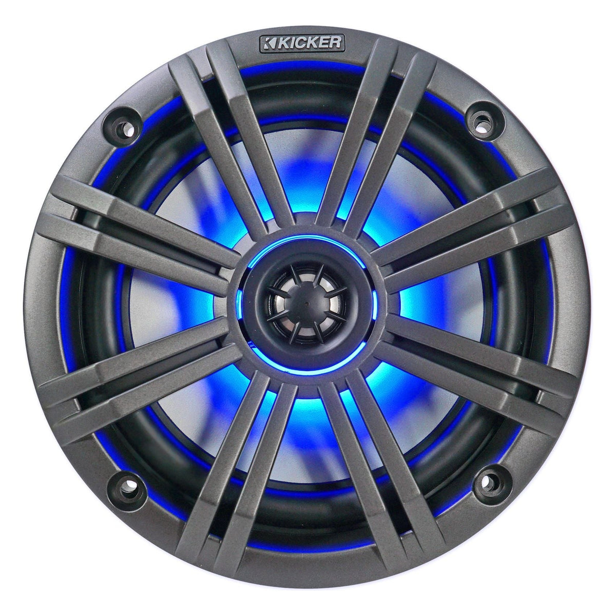 (2) KICKER 45KM654L 6.5" 390w Marine LED Speakers w/Charcoal+White Grilles KM65