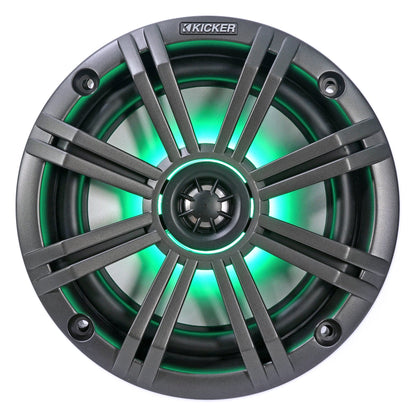 (2) KICKER 45KM654L 6.5" 390w Marine LED Speakers w/Charcoal+White Grilles KM65