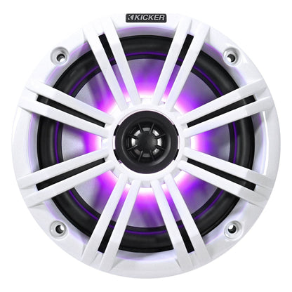 (2) KICKER 45KM654L 6.5" 390w Marine LED Speakers w/Charcoal+White Grilles KM65