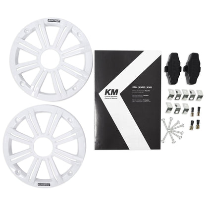 (2) KICKER 45KM654L 6.5" 390w Marine LED Speakers w/Charcoal+White Grilles KM65
