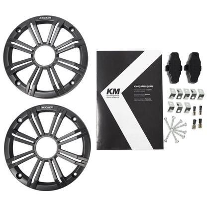 (2) KICKER 45KM654L 6.5" 390w Marine LED Speakers w/Charcoal+White Grilles KM65