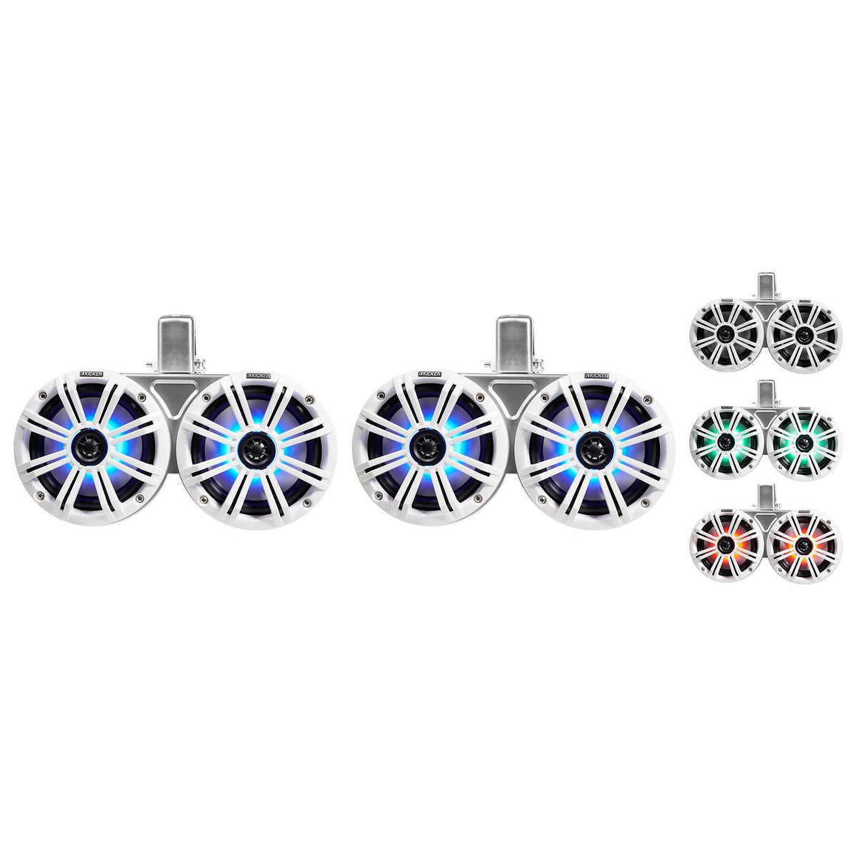(2) KICKER 45KMTDC65W Dual 6.5" 390w Marine Wakeboard LED Tower Speakers KMTDC65
