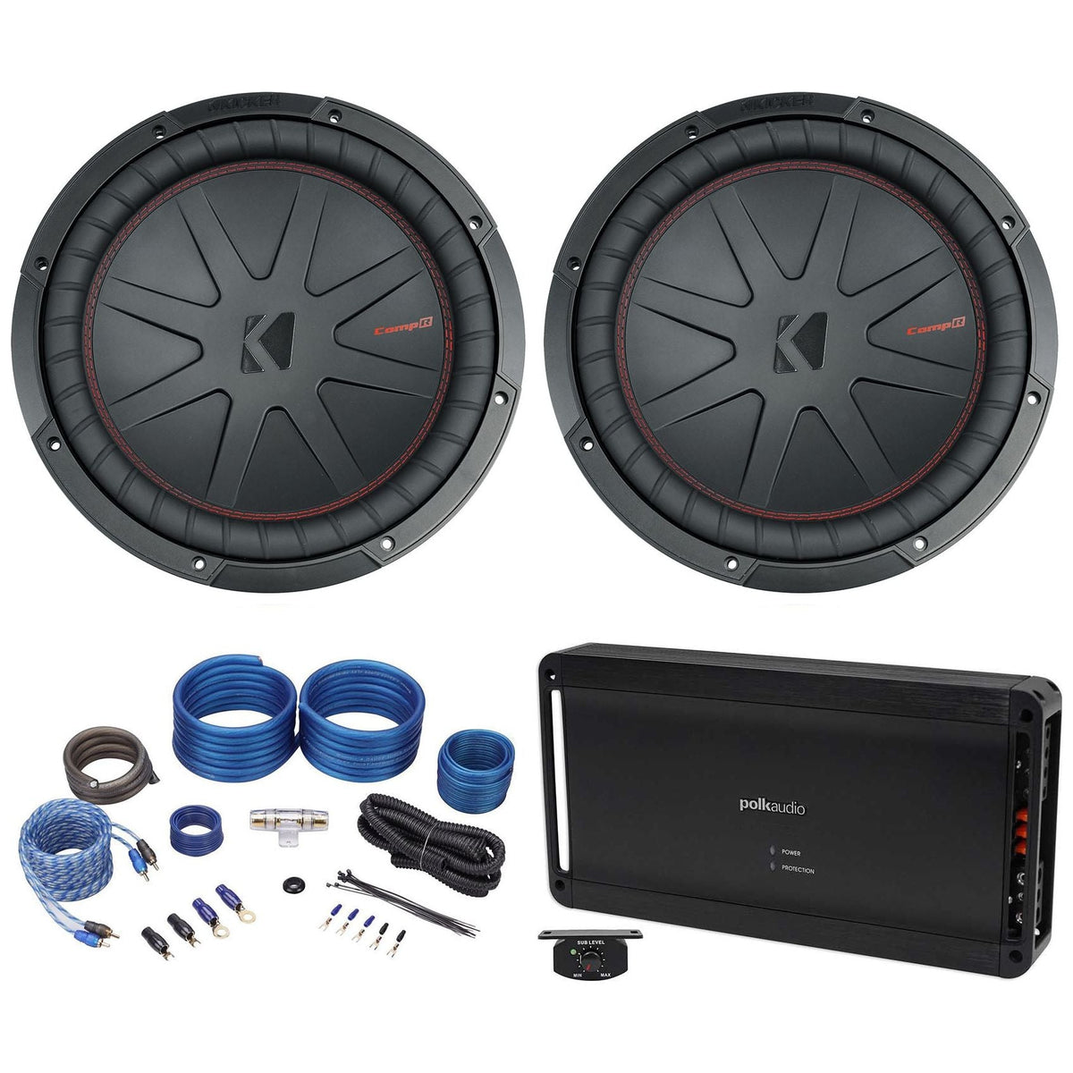 (2) 48CWR124 12" Subwoofers + Polk PAD1000.1 Amp + Wires