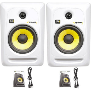 (2) KRK RP4G3W RP4-G3S White Rokit Powered 4" Inch Active Studio Monitors