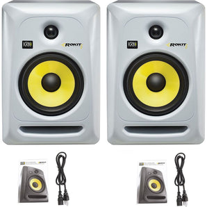 (2) KRK RP6G3W Rokit White 6" Inch Active Powered Studio Monitors