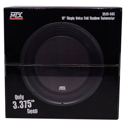 (2) MTX 3510-04S 10" 1200w Shallow Car Subwoofers+Sealed Slim Sub Box Enclosure