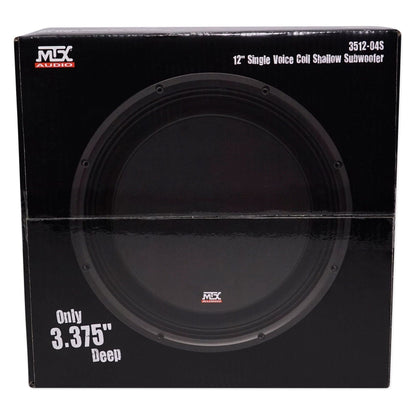 (2) MTX 3512-04S 12" 1200w Shallow Car Subwoofers+Sealed Slim Sub Box Enclosure