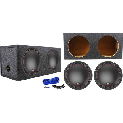 (2) MTX 5510-22 10" 1600 Watt DVC 2-ohm Car Subwoofers+Sealed Sub Box Enclosure