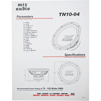 (2) MTX Terminator TN10-04 10” 600w Subwoofers+Vented Box+Mono Amplifier+Amp Kit
