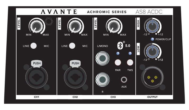 (2) Avante Audio ADJ Achromic AS8 ACDC 1000W Powered Column PA Systems+Facade