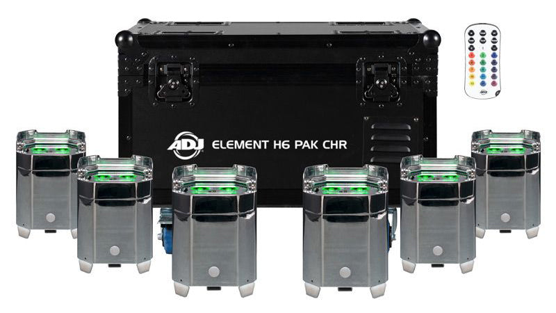 Element H6 Pak Chr (6) RGBAW+UV Outdoor Wireless DMX Wash Up-Lights