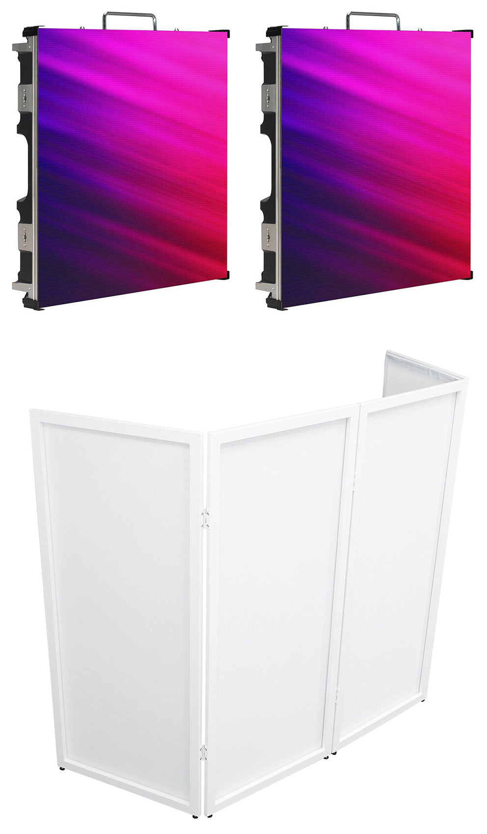 (2) EVS3 Vision Series LED Video Panels+White DJ Facade