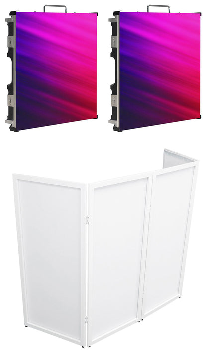 (2) EVS3 Vision Series LED Video Panels+White DJ Facade