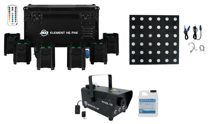 Element H6 Pak (6) RGBAW+UV Wireless DMX Lights + Fogger + Effect Light