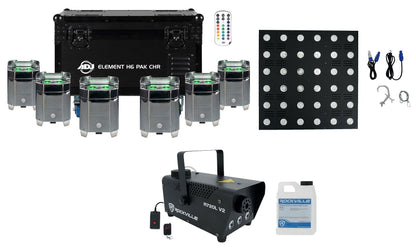 Element H6 Pak Chr (6) RGBAW+UV Wireless DMX Wash Lights + Fogger + Effect Light
