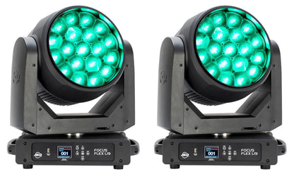 (2) Focus Flex L19 RGBL LED DMX Moving Head Lights w/Pixel FX