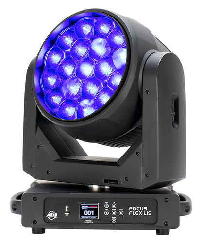 (2) Focus Flex L19 RGBL LED DMX Moving Head Lights w/Pixel FX