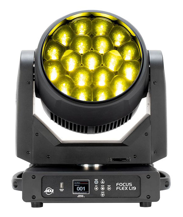 (2) Focus Flex L19 RGBL LED DMX Moving Head Lights w/Pixel FX
