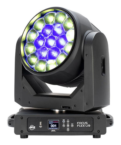 (2) Focus Flex L19 RGBL LED DMX Moving Head Lights w/Pixel FX
