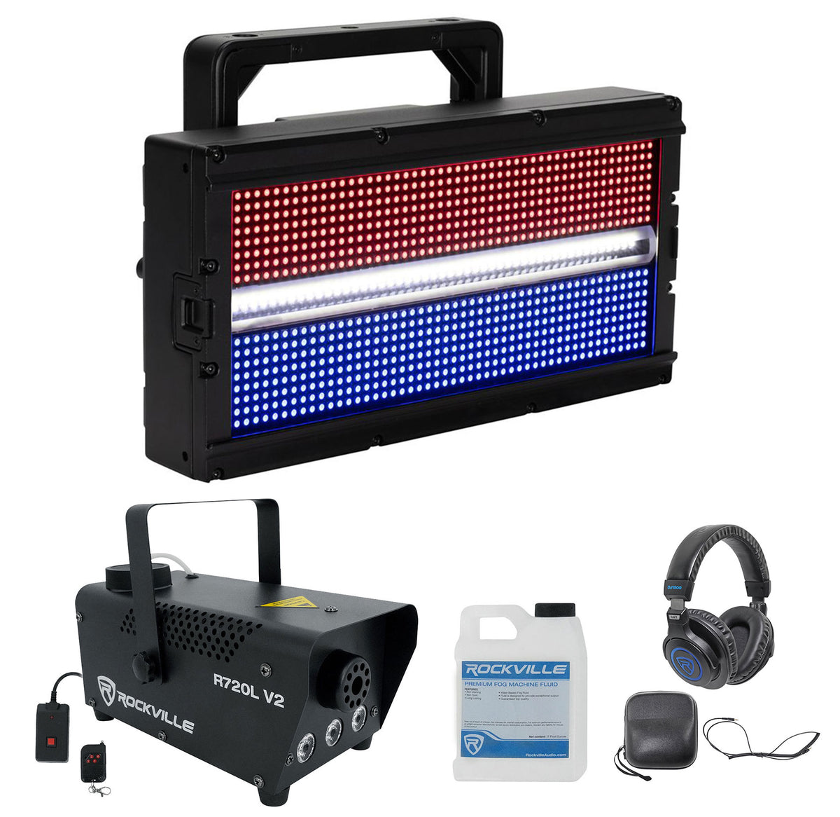Jolt Panel FXIP RGBW SMD DMX Strobe/Wash Light + Fogger + Headphones