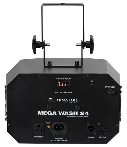 (2) Mega Wash 24 Hex LED RGBWA+UV Wash Lights+Remotes