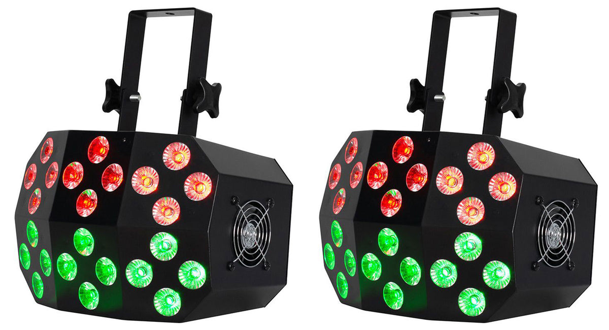 (2) Mega Wash 24 Hex LED RGBWA+UV Wash Lights+Remotes