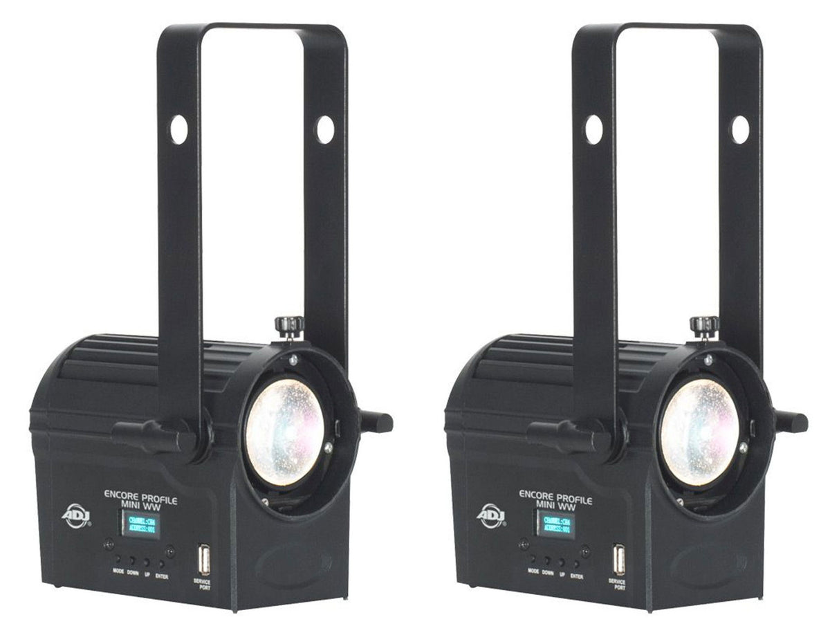 (2) American DJ Encore Profile Mini WW Warm White LED DMX Ellipsoidal Spot Lights