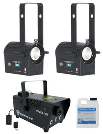 (2) American DJ Encore Profile Mini WW Warm White Ellipsoidal Spot Lights+Fogger