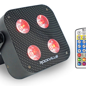 Rockville MINI IR4 Black Par Wash Up Light with IF Remote, APP Control, Wireless DMX