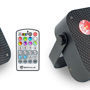 (2) Rockville MINI RF4 V2 Black DJ/Party Wash Lights+RF Remote+APP+Wireless DMX