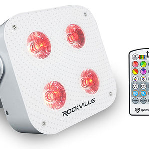 (3) Rockville MINI RF4 V2 White DJ/Party Wash Lights+RF Remote+APP+Wireless DMX