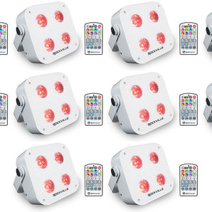 (10) Rockville MINI RF4 V2 White DJ/Party Wash Lights+RF Remote+APP+Wireless DMX