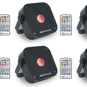 (6) Rockville MINI RF1 V3 Black Bright DJ/Party LED Wash Up Lights+RF Remote+APP