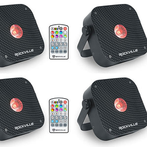 (8) Rockville MINI RF1 V3 Black Bright DJ/Party LED Wash Up Lights+RF Remote+APP
