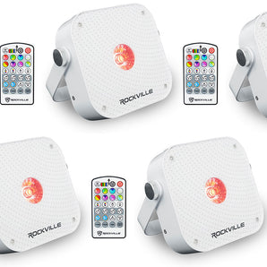 (5) Rockville MINI RF1 V3 White Bright DJ/Party LED Wash Up Lights+RF Remote+APP