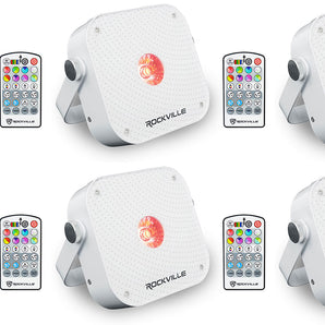 (6) Rockville MINI RF1 V3 White Bright DJ/Party LED Wash Up Lights+RF Remote+APP