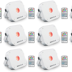 (10) Rockville MINI RF1 V3 White Bright DJ/Party LED Wash Up Lights+RF Remote+APP