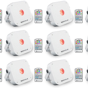 (12) Rockville MINI RF1 V3 White Bright DJ/Party LED Wash Up Lights+RF Remote+APP