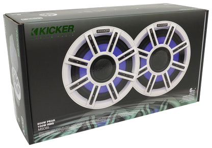 Pair KICKER 51MSC65 MSC65 6.5" 200 Watt Premium Marine Speakers 4-Ohm