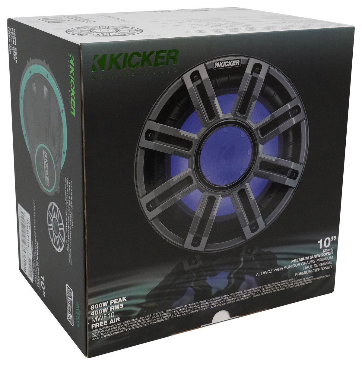 KICKER 51MWF104 10" 400 Watt RMS Marine Boat Free Air Subwoofer 4-Ohm Sub