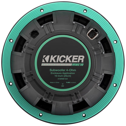 KICKER 51MWE104 10" 400 Watt RMS Marine Boat Subwoofer 4-Ohm Sub