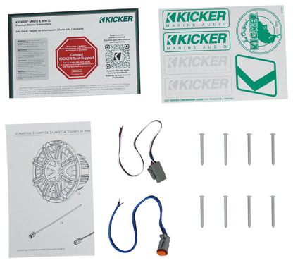 KICKER 51MWE124 12" 450 Watt RMS Marine Boat Subwoofer 4-Ohm Sub