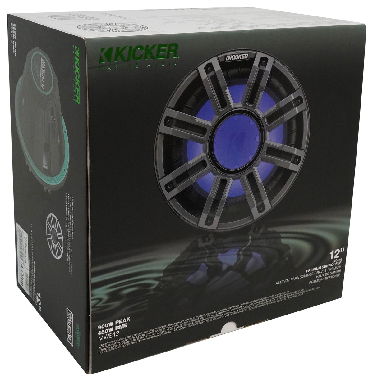 KICKER 51MWE124 12" 450 Watt RMS Marine Boat Subwoofer 4-Ohm Sub