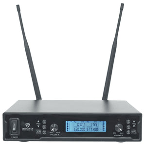 Rockville RWM-200 H2 Dual UHF 200 Chan Metal Handheld Wireless Microphone System