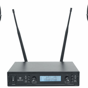 Rockville RWM-200 H2 Dual UHF 200 Chan Metal Handheld Wireless Microphone System