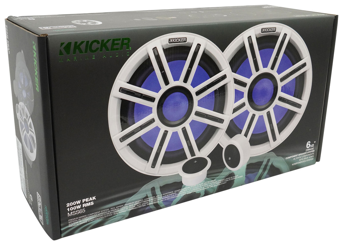 Pair KICKER 51MSS65 6.5" 200 Watt Premium Marine Component Speakers 4-Ohm MSS65