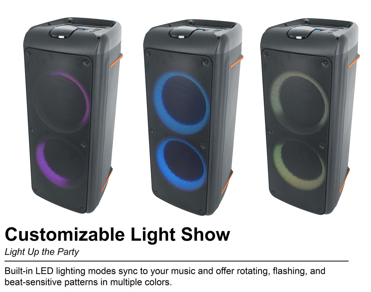 Rockville ROCK PARTY 9 Dual 8" Home/Portable Bluetooth Speaker Deep Bass+Effects
