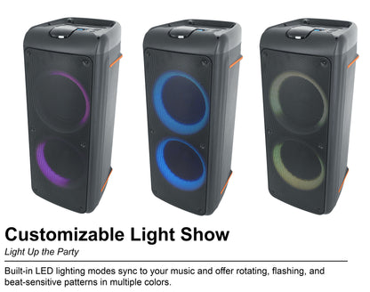 Rockville ROCK PARTY 9 Dual 8" Home/Portable Bluetooth Speaker Deep Bass+Effects