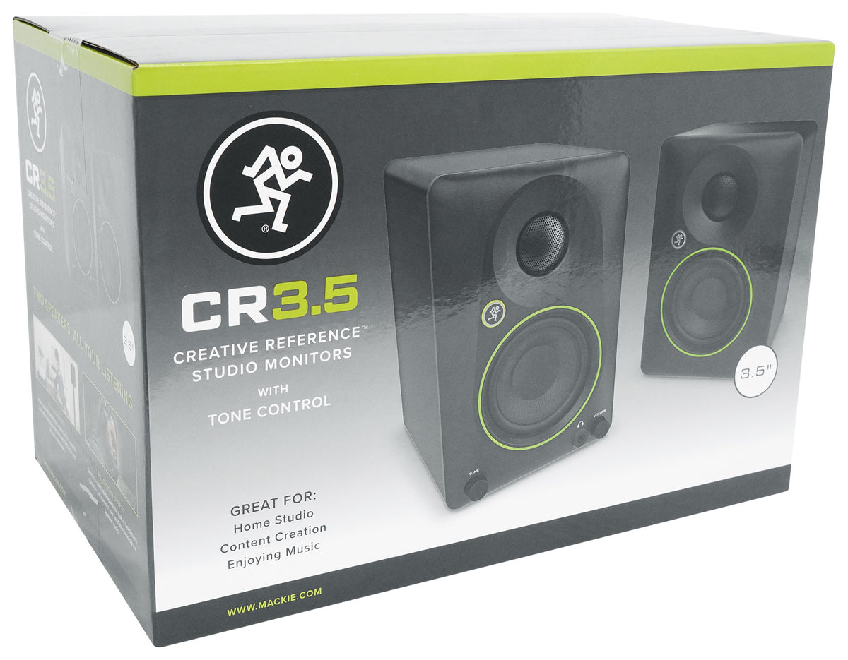 Pair Mackie CR3.5 3.5" Powered Studio Monitors Speakers w/ Tone Control+8" Sub